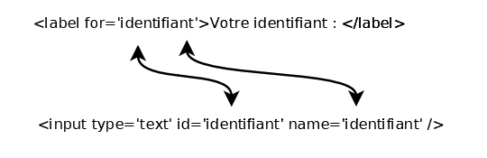 Relier un label avec un input au moyen d'un id et du champ name