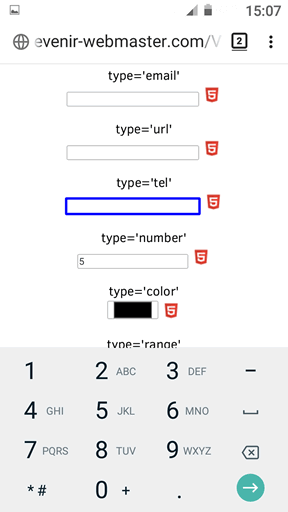 Clavier de saisi d'un numéro de téléphone sur smartphone