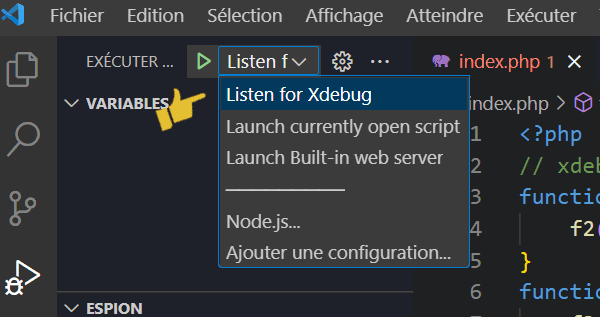 Choisir la façon dont on va déboguer avec Xdebug 3