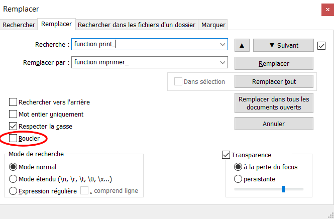 Rechercher / Remplacer occurrence par occurrence