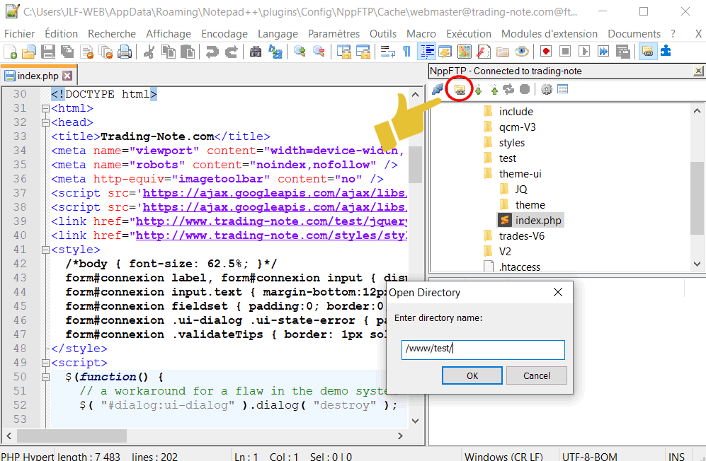 Accès direct à un dossier distant