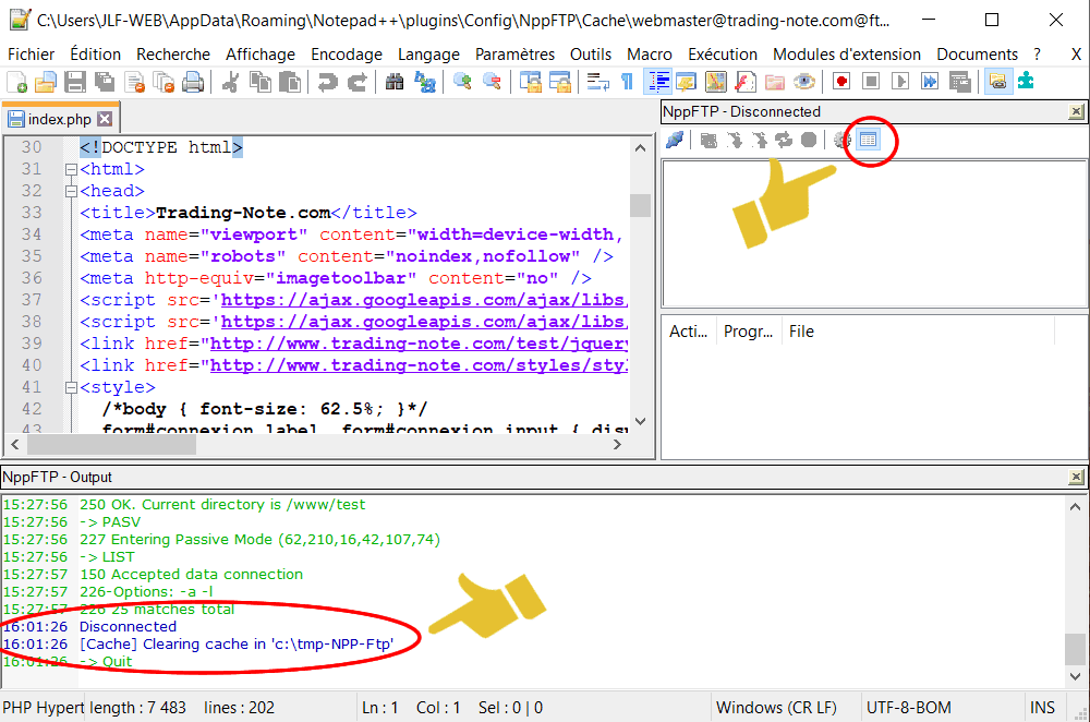 Log des opérations Ftp