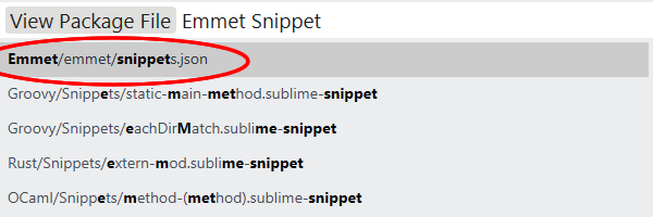 La conf des snippet Emmet