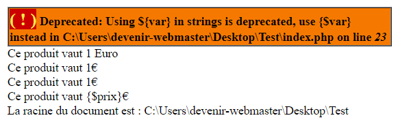 Faire des echo avec des variables