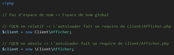 Exemple de FQCN dans global