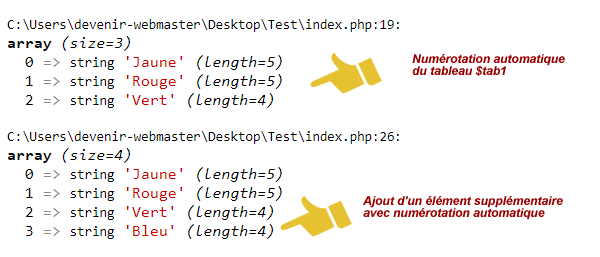 Tableau PHP indexé de manière automatique