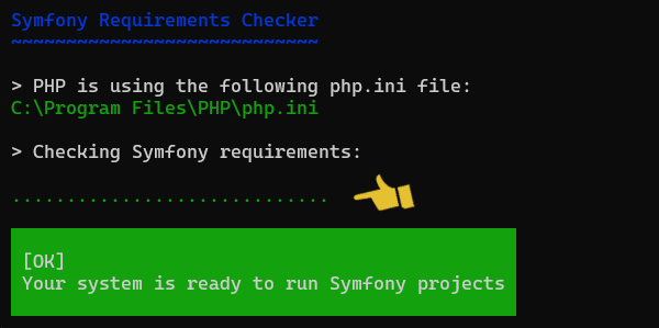 symfony check:requirements après configuration