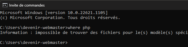 On ne trouve pas php !!